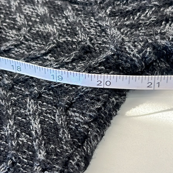 American Rag Sweater Shawl collar Charcoal Grey  cable knit mixed knit sweater L - Picture 11 of 17